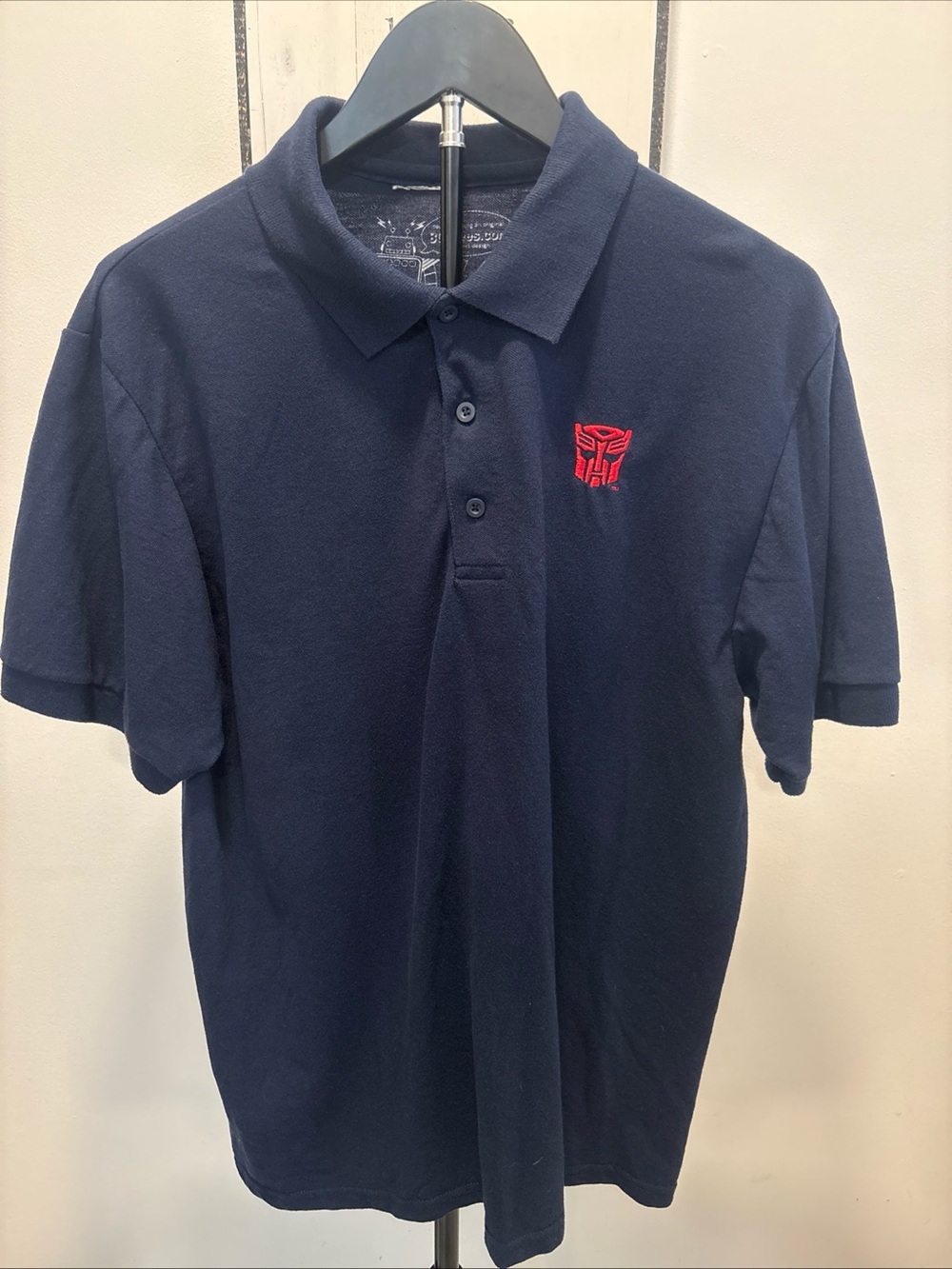 Transformers Autobot Mens Embroidered Navy Blue Polo Shirt Vintage Large Rare